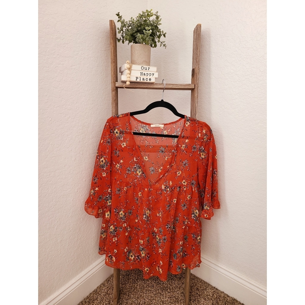 Red Floral Top